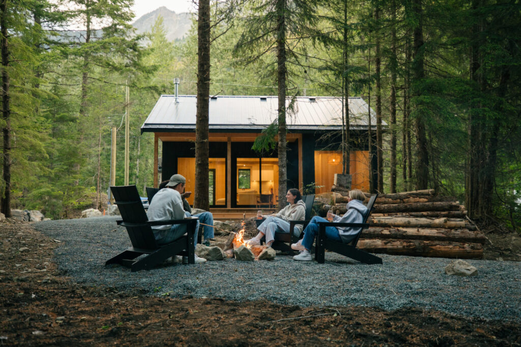 Guests enjoying campfire
